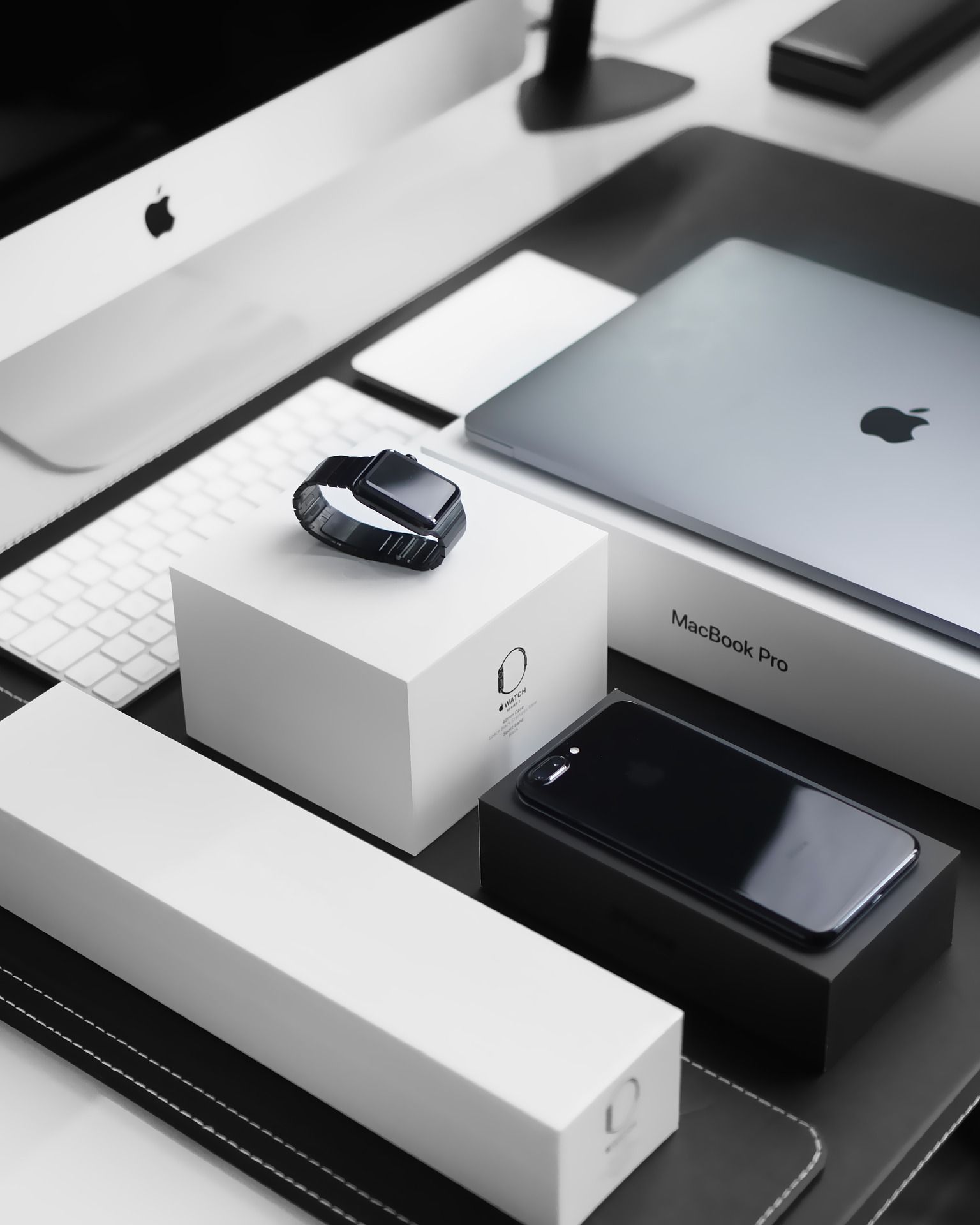 Apple products on a table