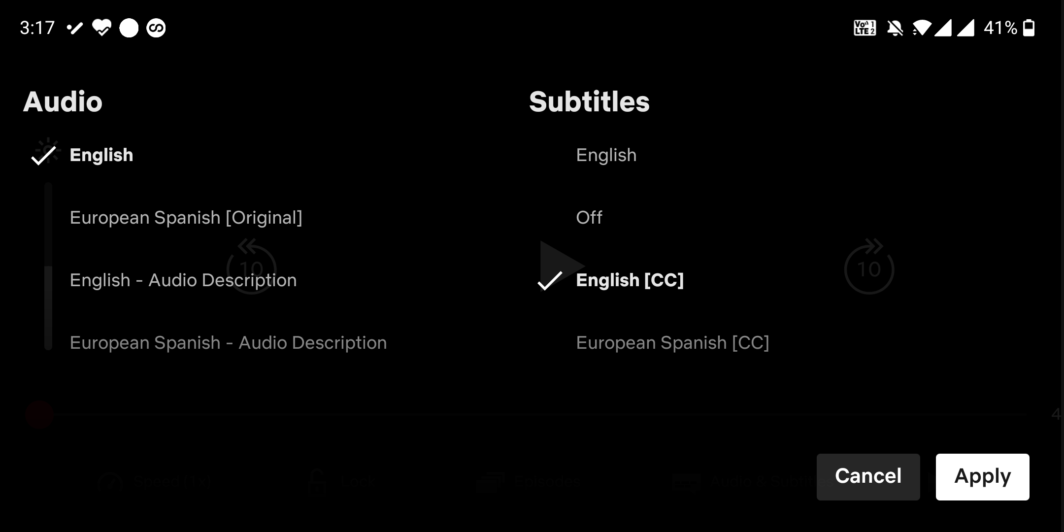 Change the subtitles and audio language in Netflix mobile