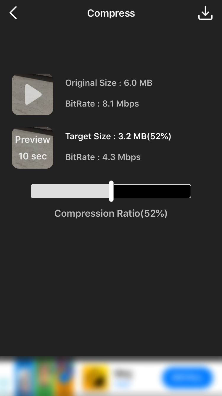 Select video compression ratio