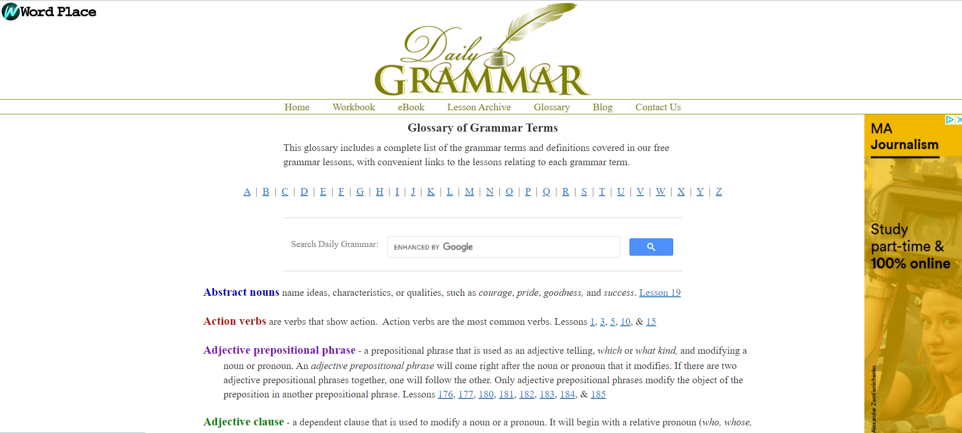 daily grammar site screenshot