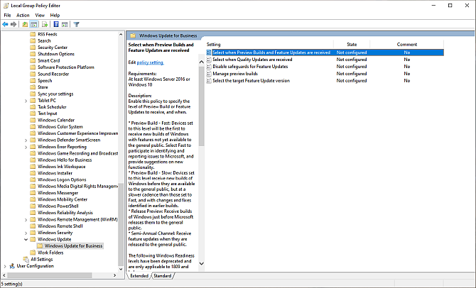 defer updates to previous state with local group policy editor