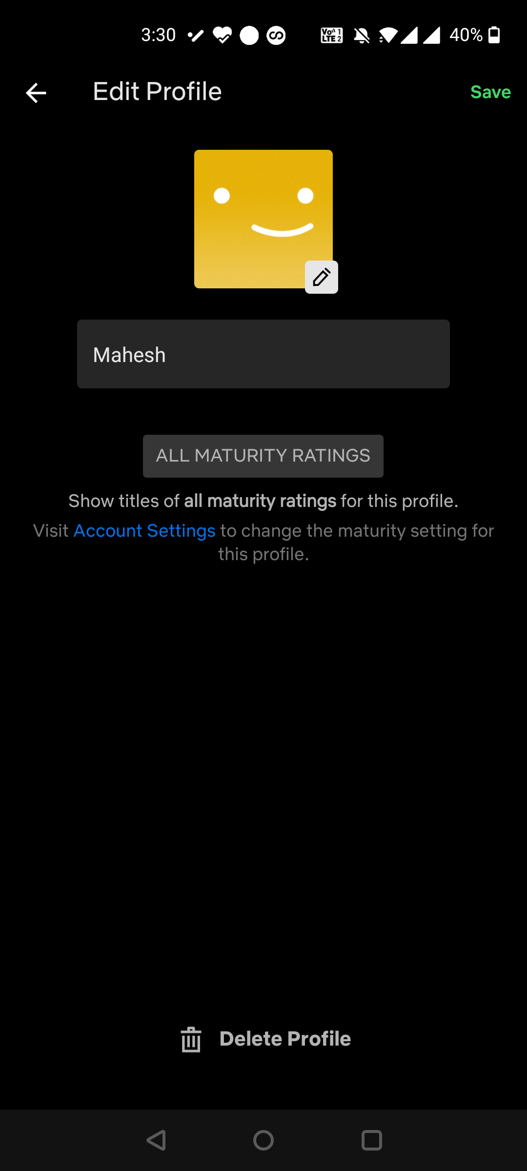 Delete a Netflix profile on mobile