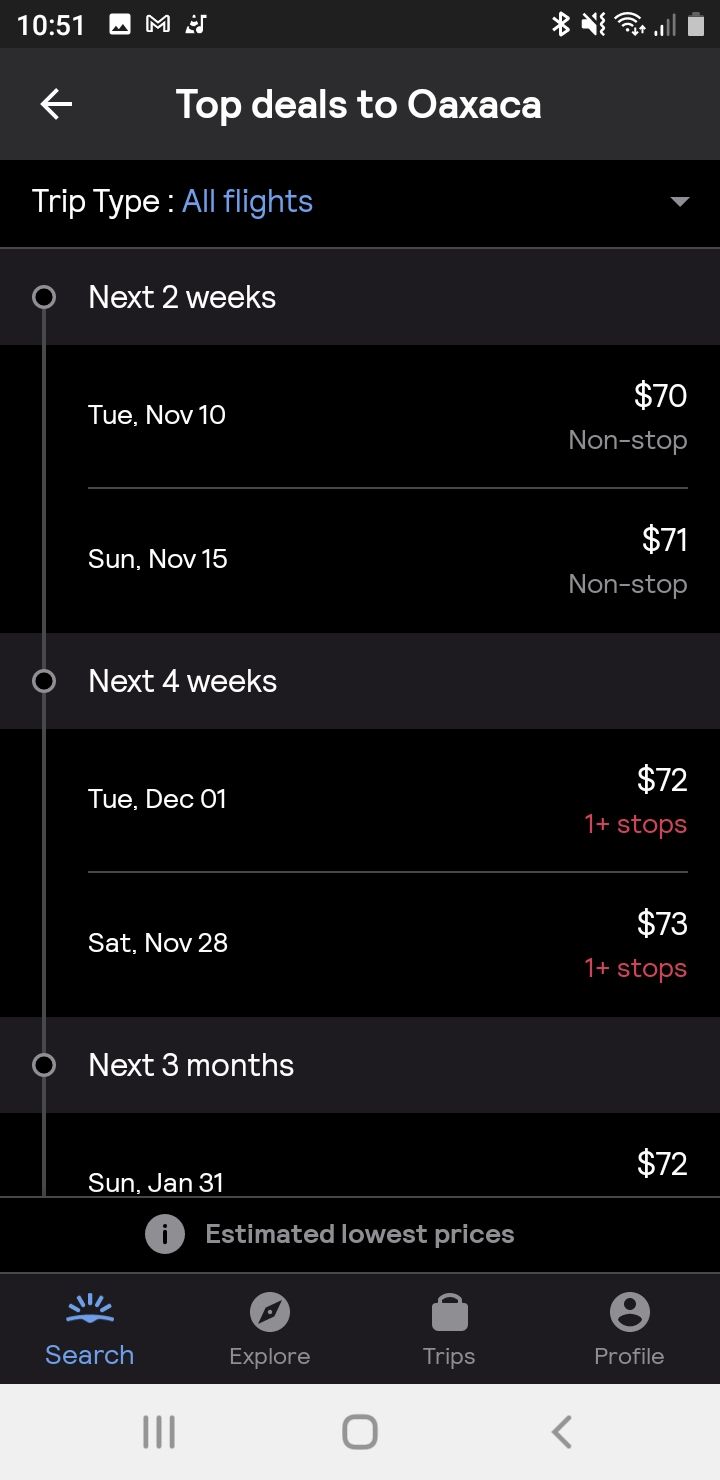 Skyscanner app cheapest date