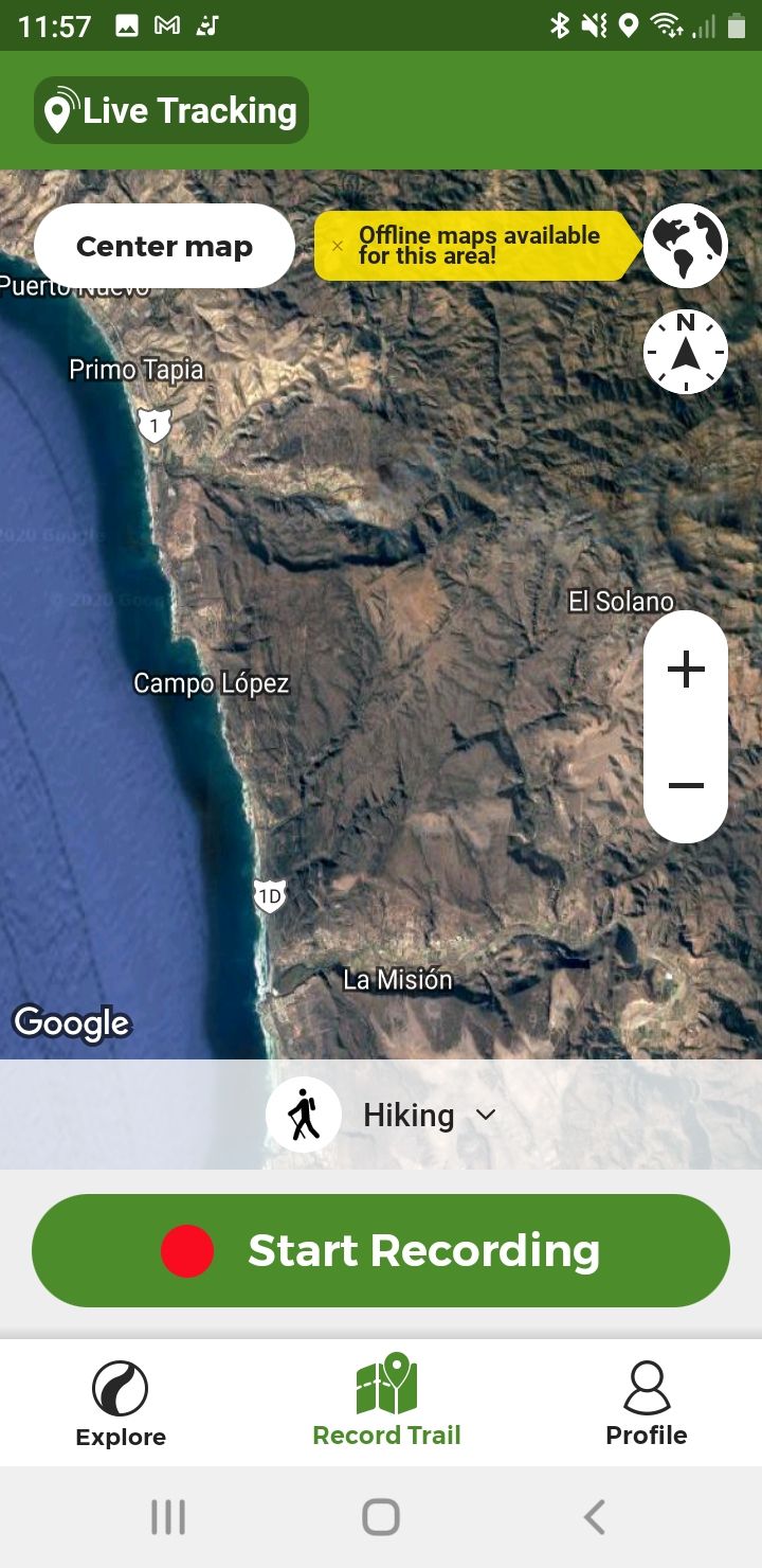 Wikiloc app record a trail