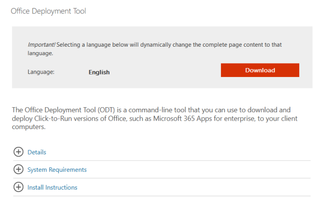 Download Office Deployment Tool