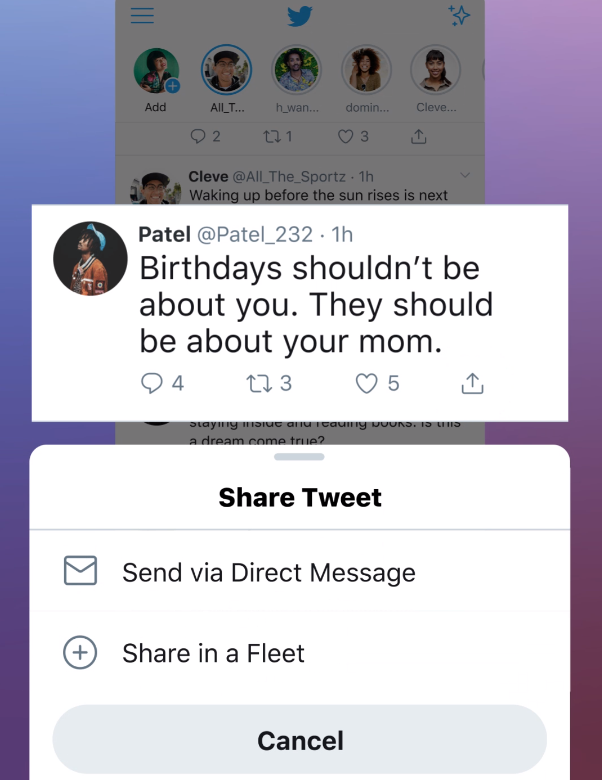 Share in Fleet Twitter