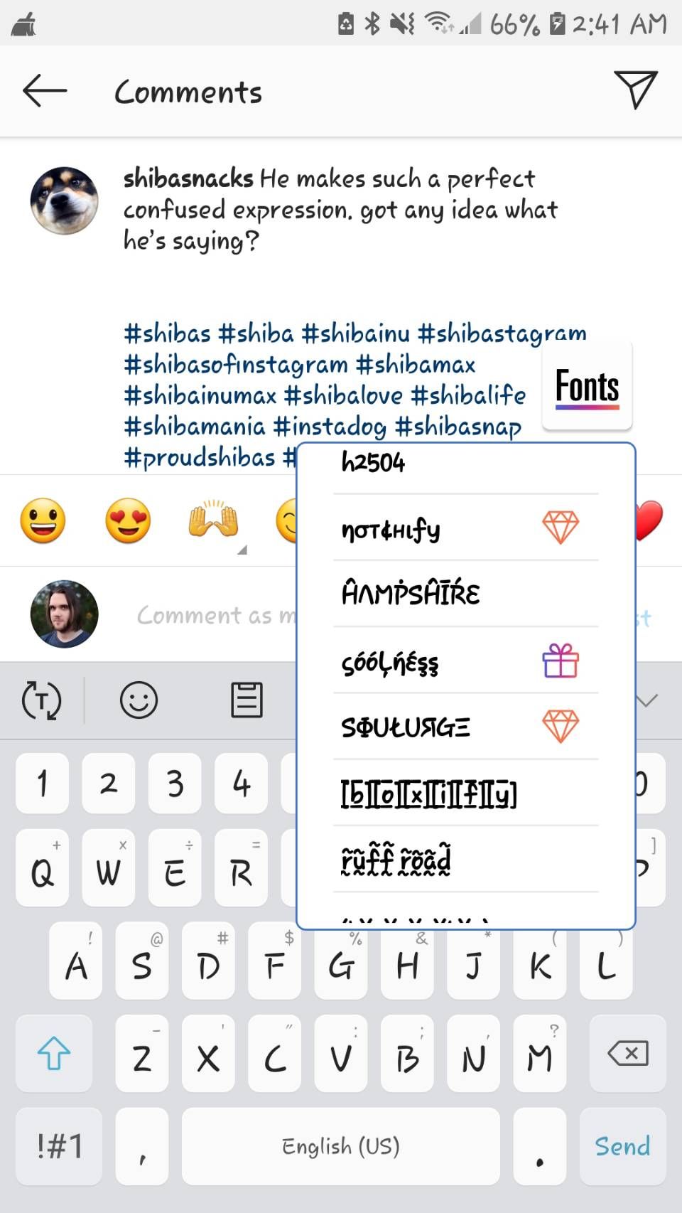 fonts for instagram bubble menu