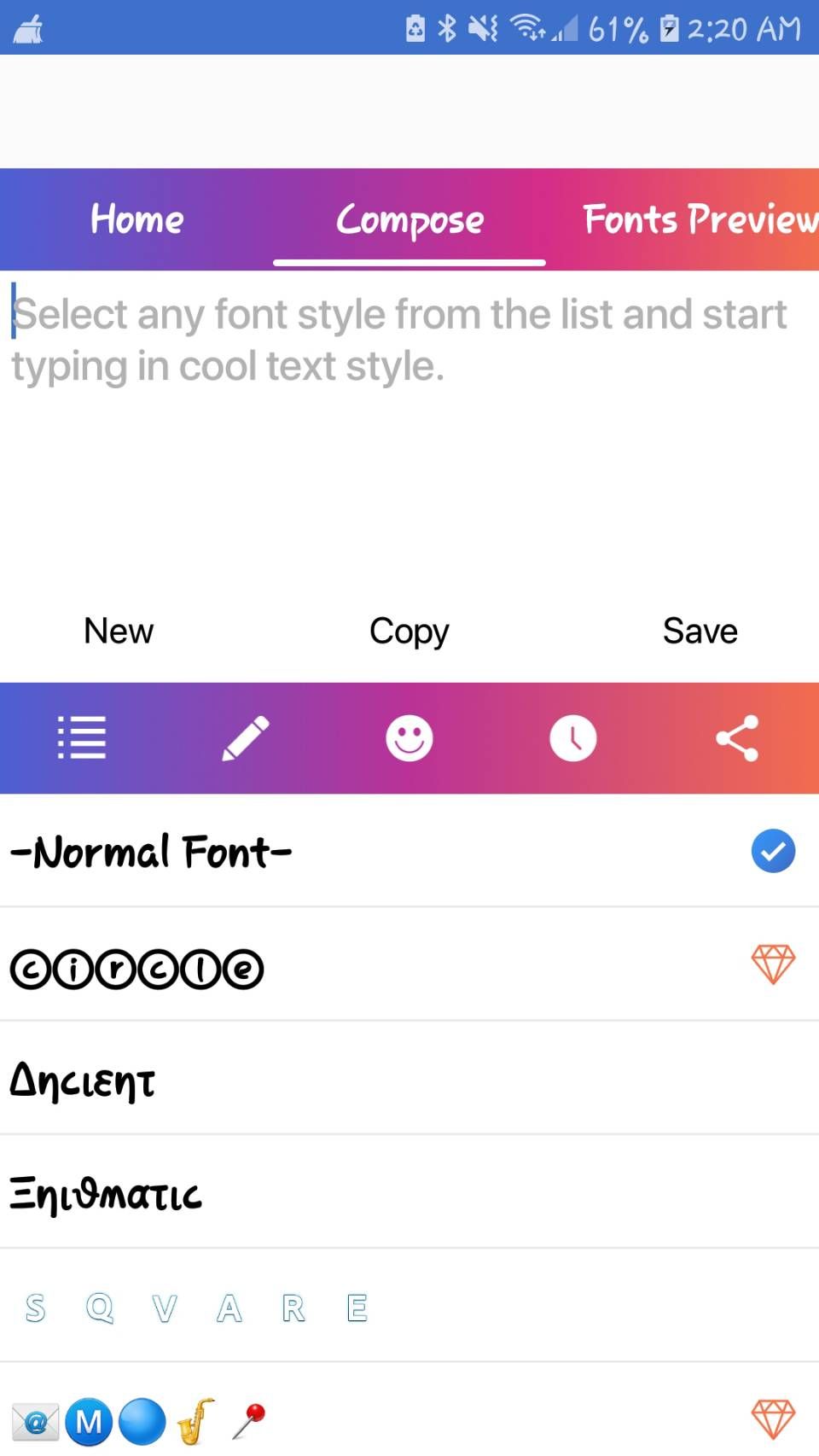 fonts for instagram compose options