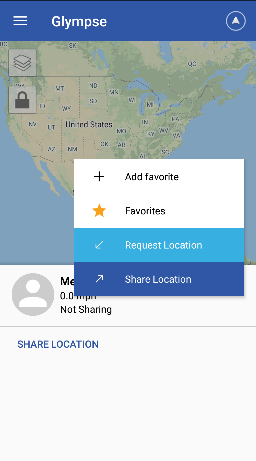 glympse app share and request location
