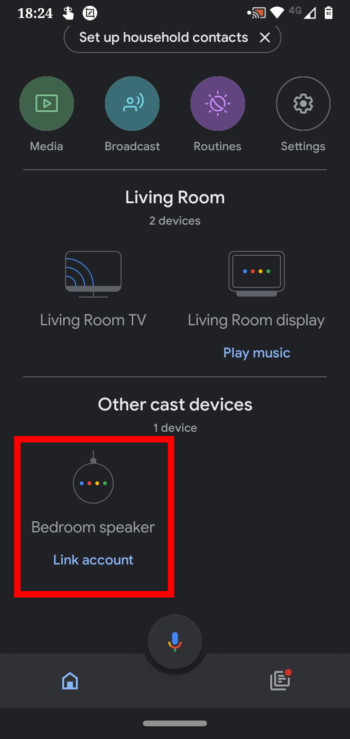 Selecting a device to unlink in Google Home
