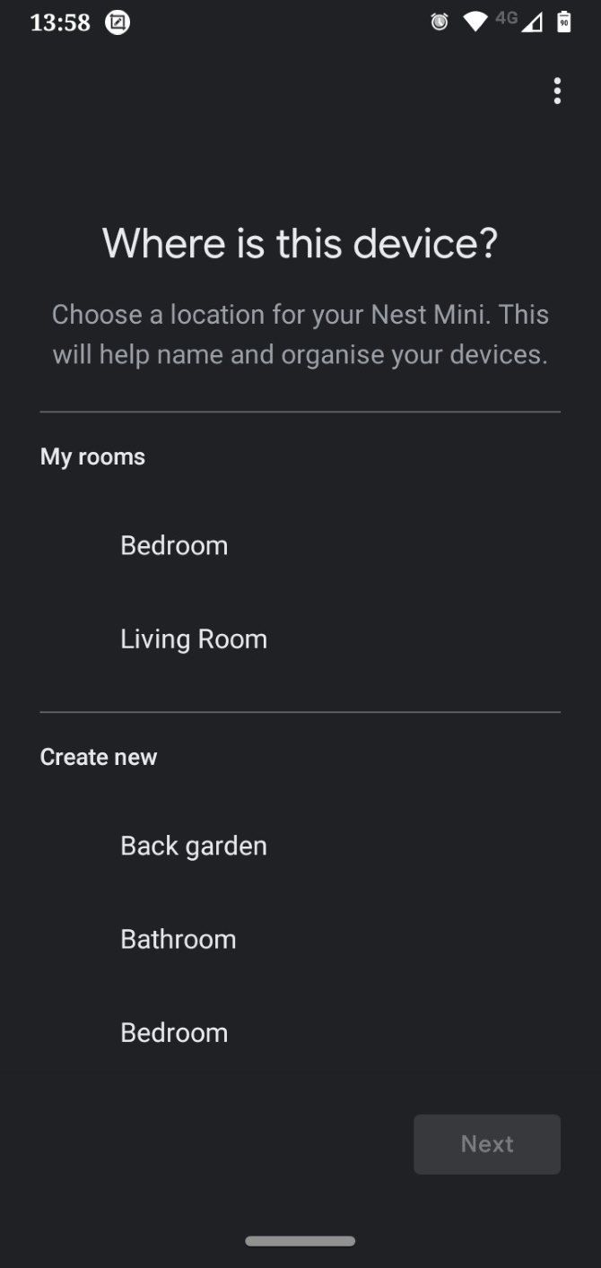 Selecting the device's room