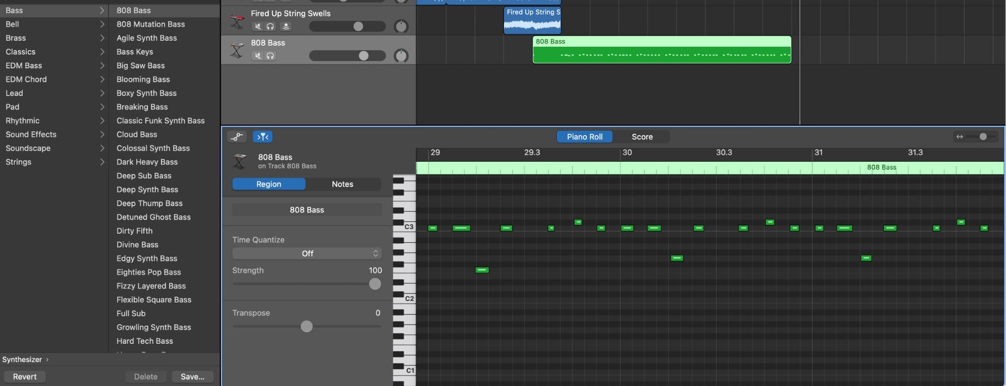 Editing MIDI notes in GarageBand