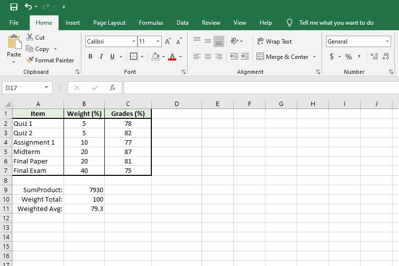 How to Calculate Weighted Average in Excel