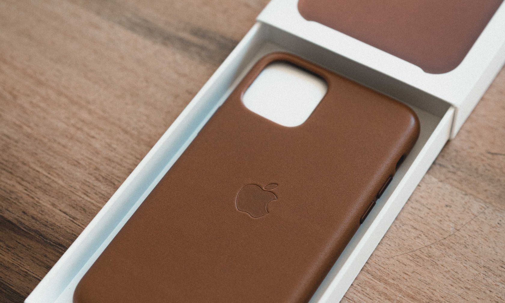 iPhone leather case in box