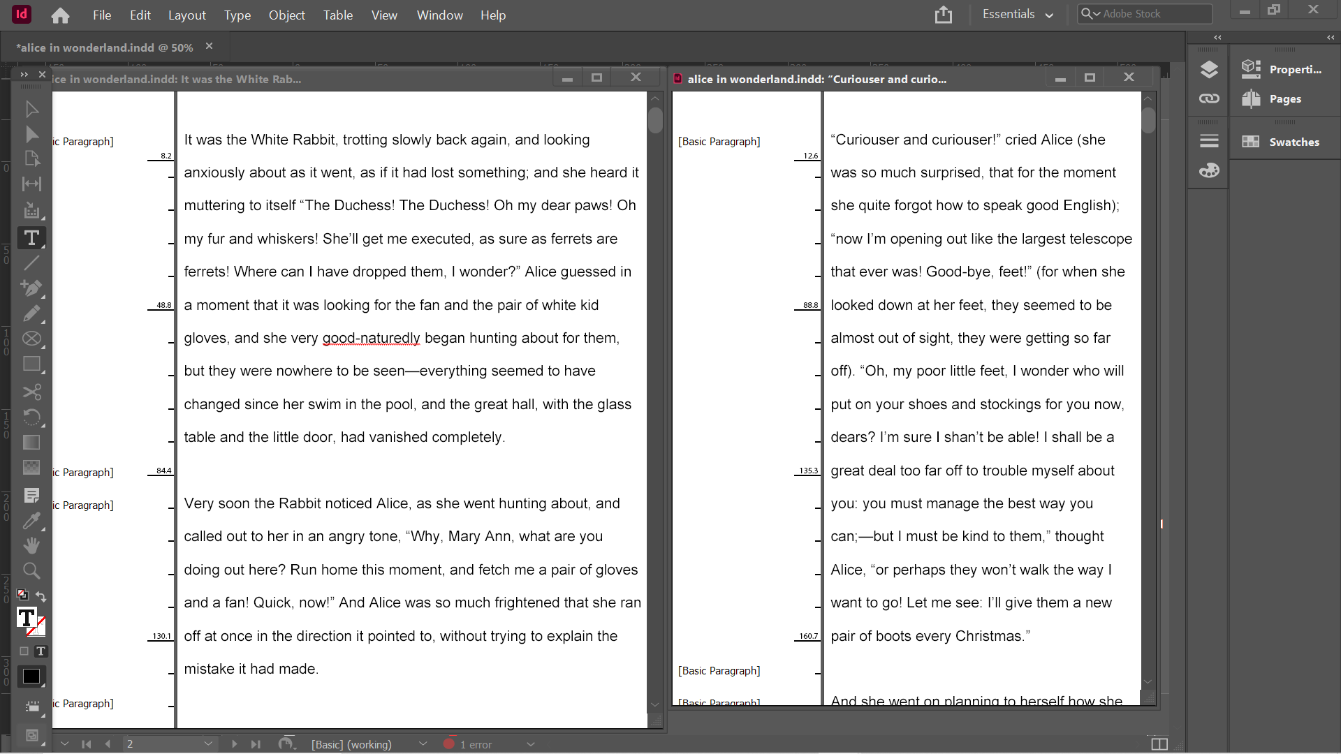 indesign story editor multiple screens