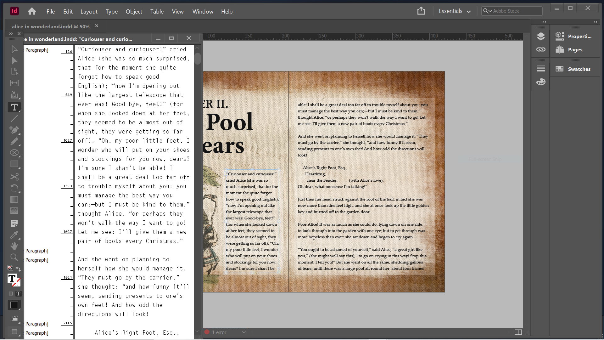indesign story editor