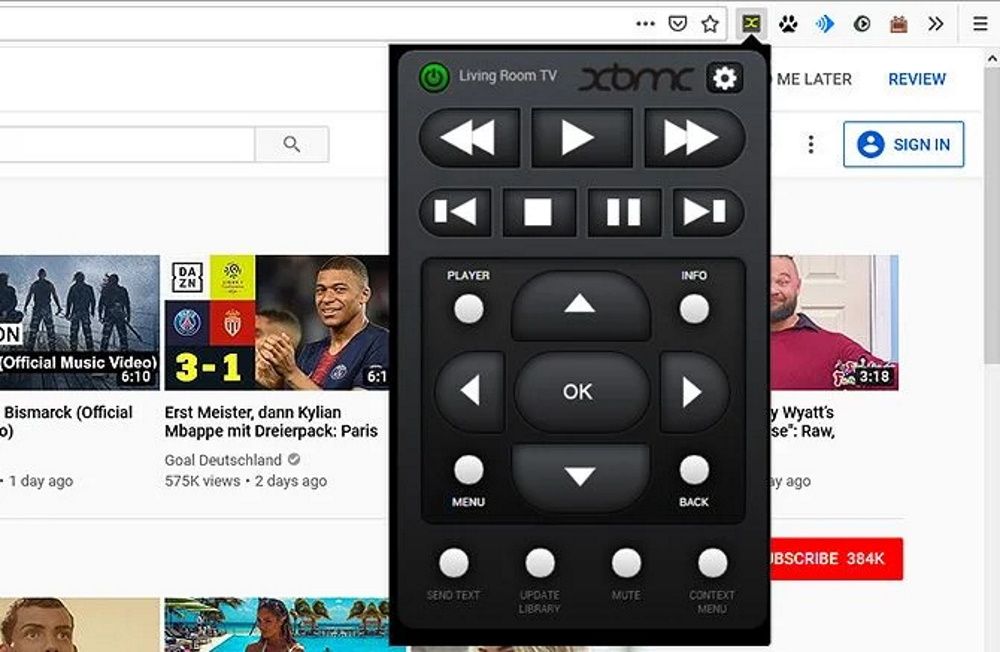 Use a browser-based Kodi remote