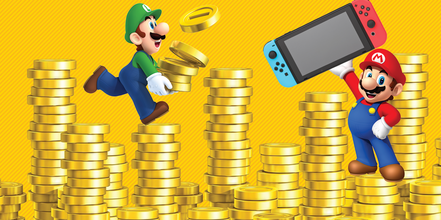 mario luigi coins and switch console