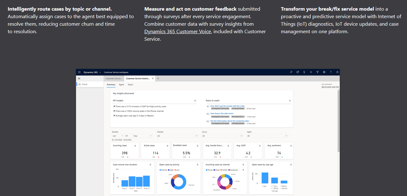 microsoft dynamics 365 customer service features for teams