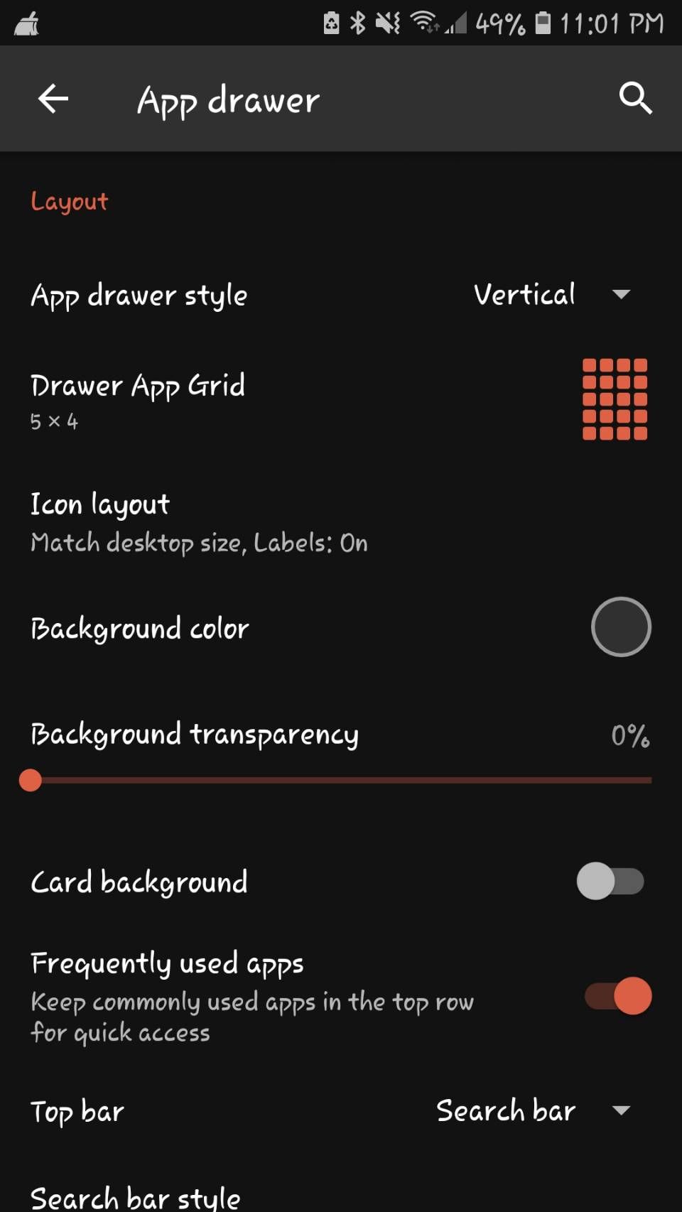 nova launcher app drawer settings