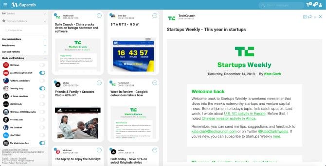 Supscrib is a free browser app to subscribe to various newsletters and read them outside of your inbox