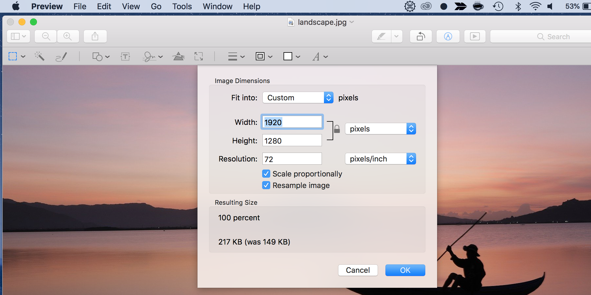 Resize an image on macOS