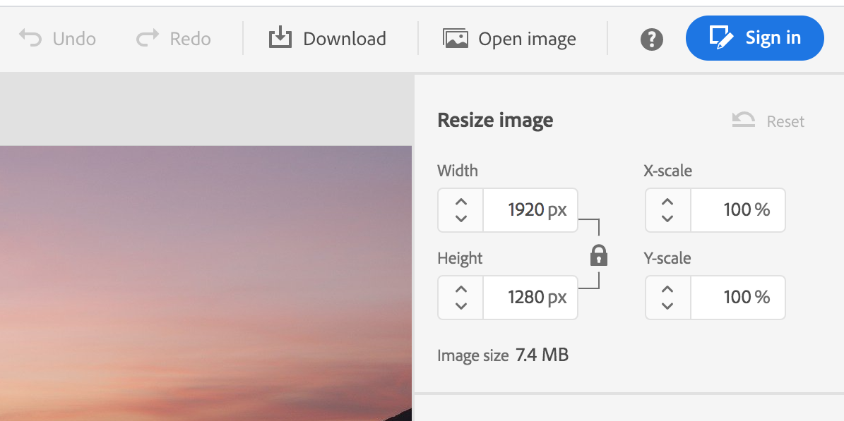 Resize an image on the web