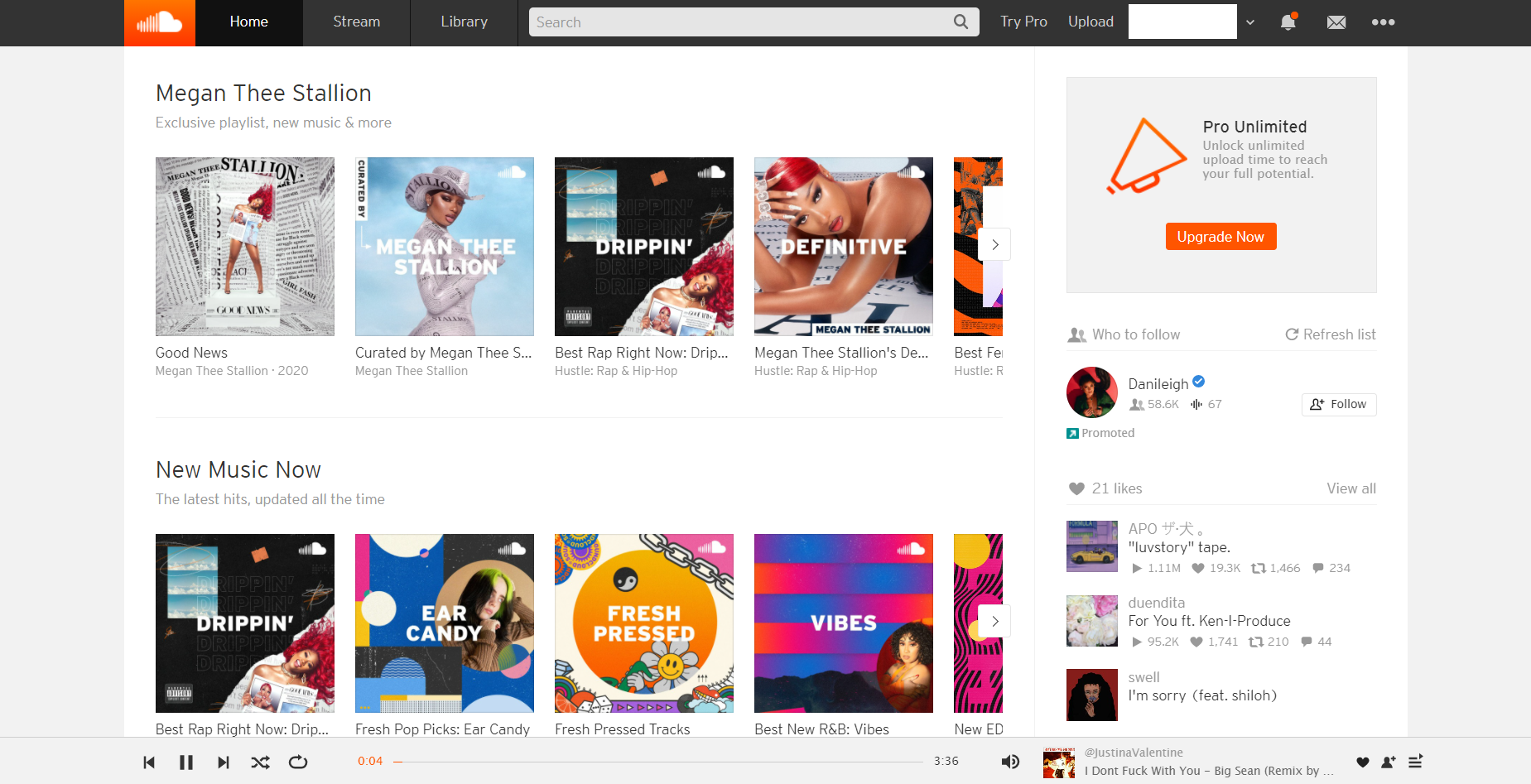 A screenshot of the Soundcloud Discover page