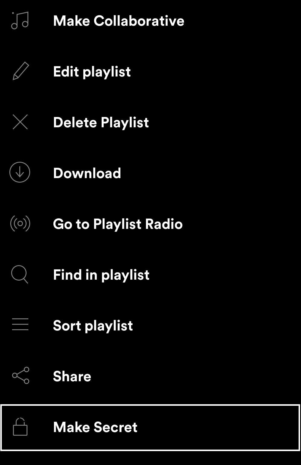 Spotify Make Playlist Secret