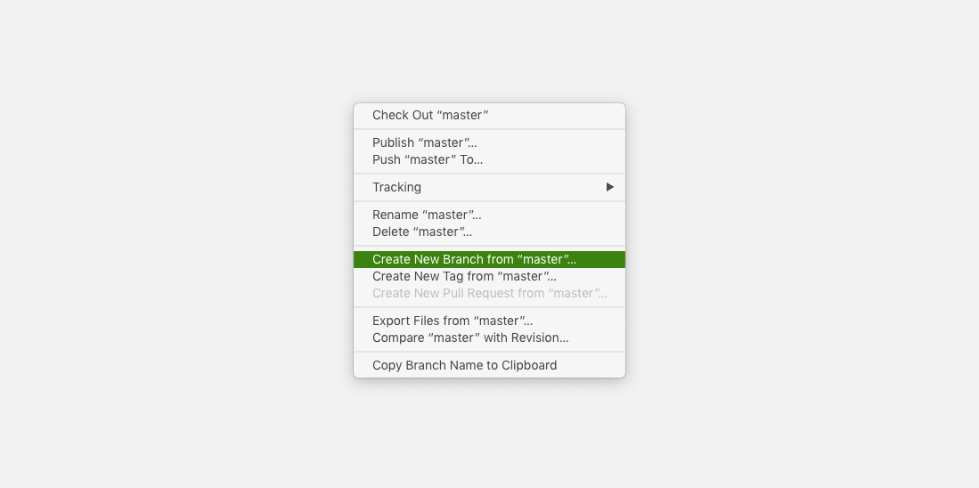 Tower screenshot showing branch context menu