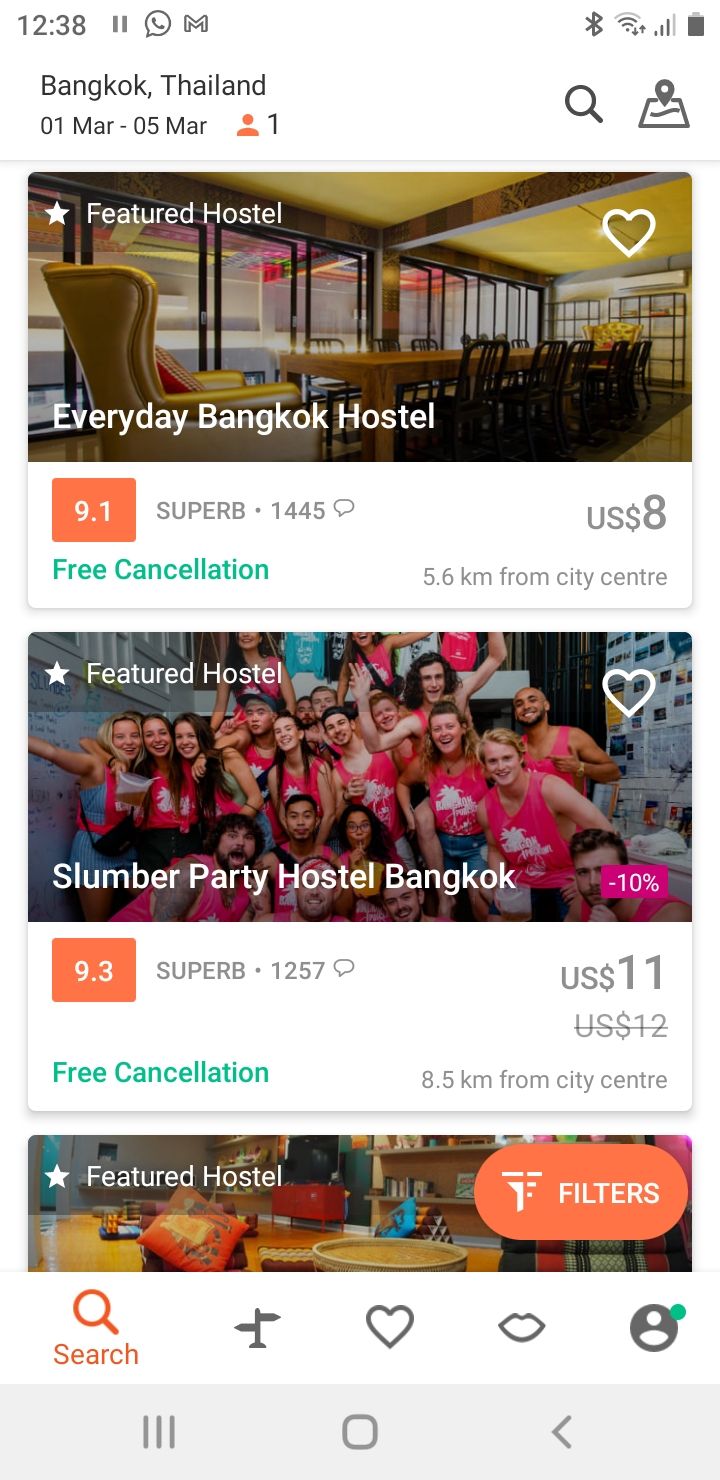 Hostelworld listings in Bangkok