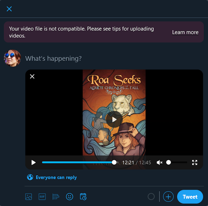 twitter video upload error