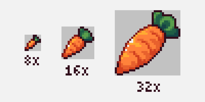 Examples of typical pixel sprite sizes