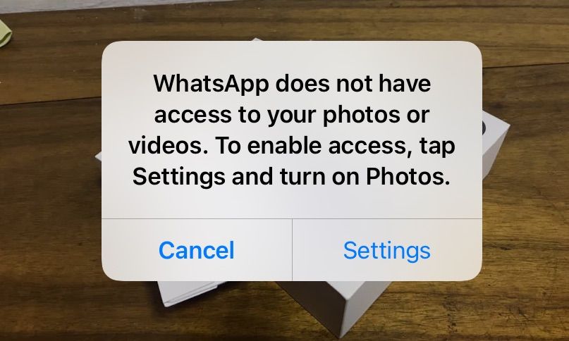 WhatsApp Permission Error on iPhone