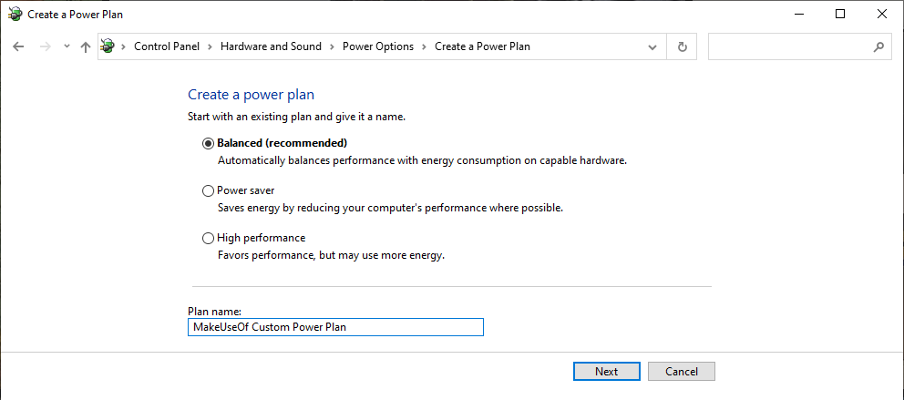 windows 10 create custom power plan