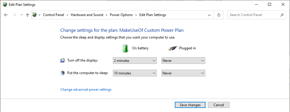 windows 10 custom power plan sleep