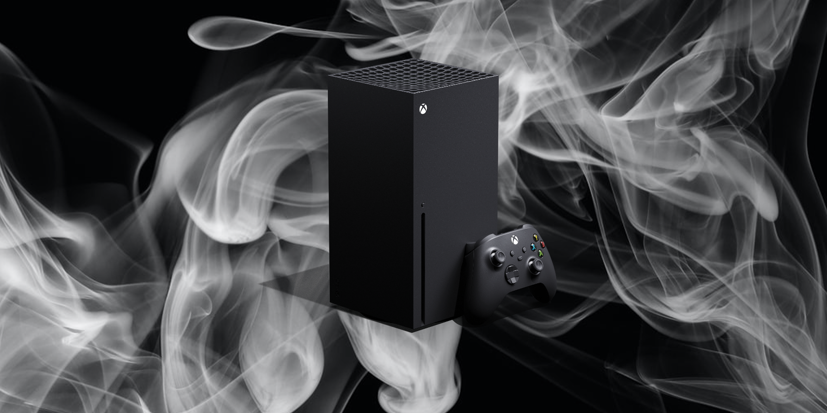 xbox series x with smoke in background