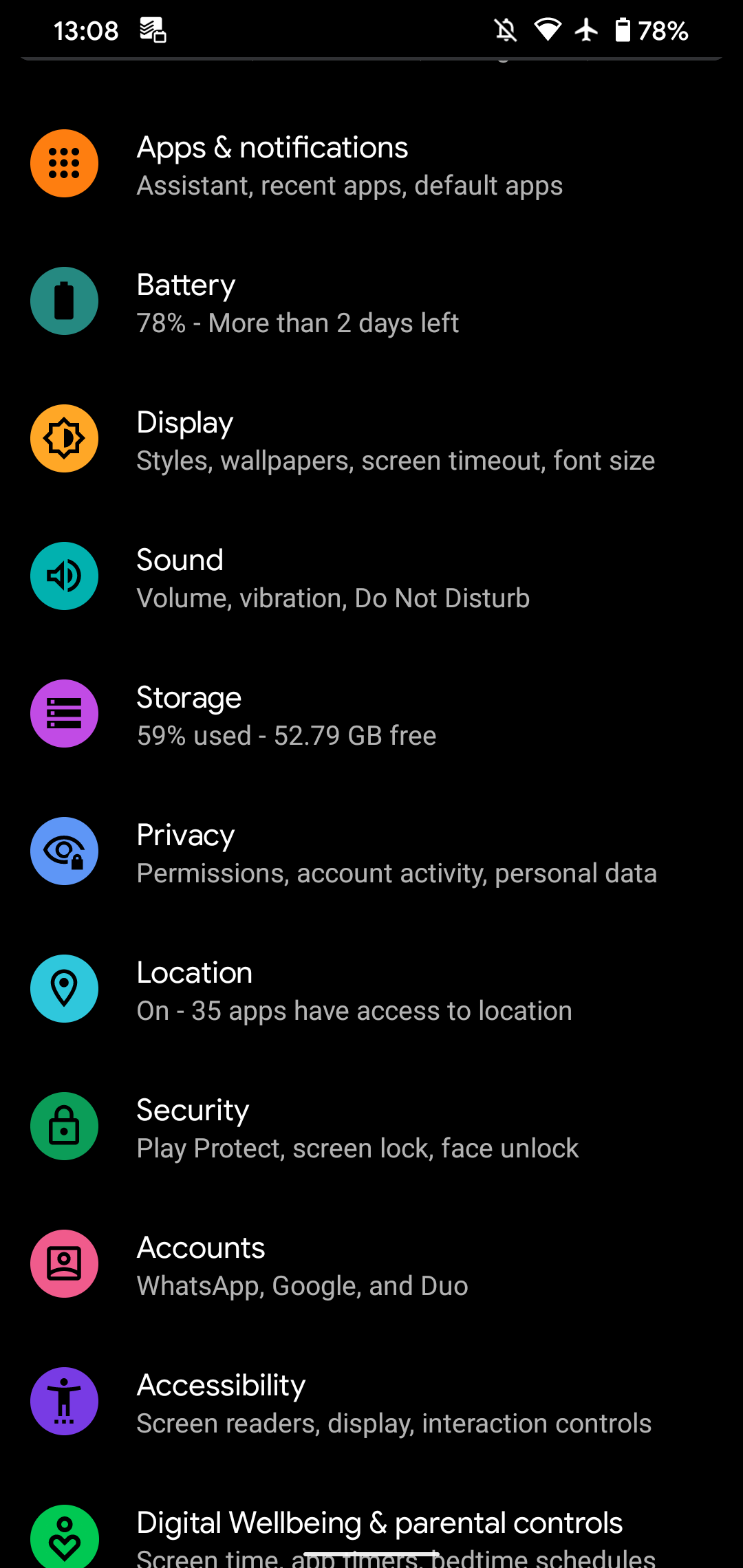 Android Settings Storage