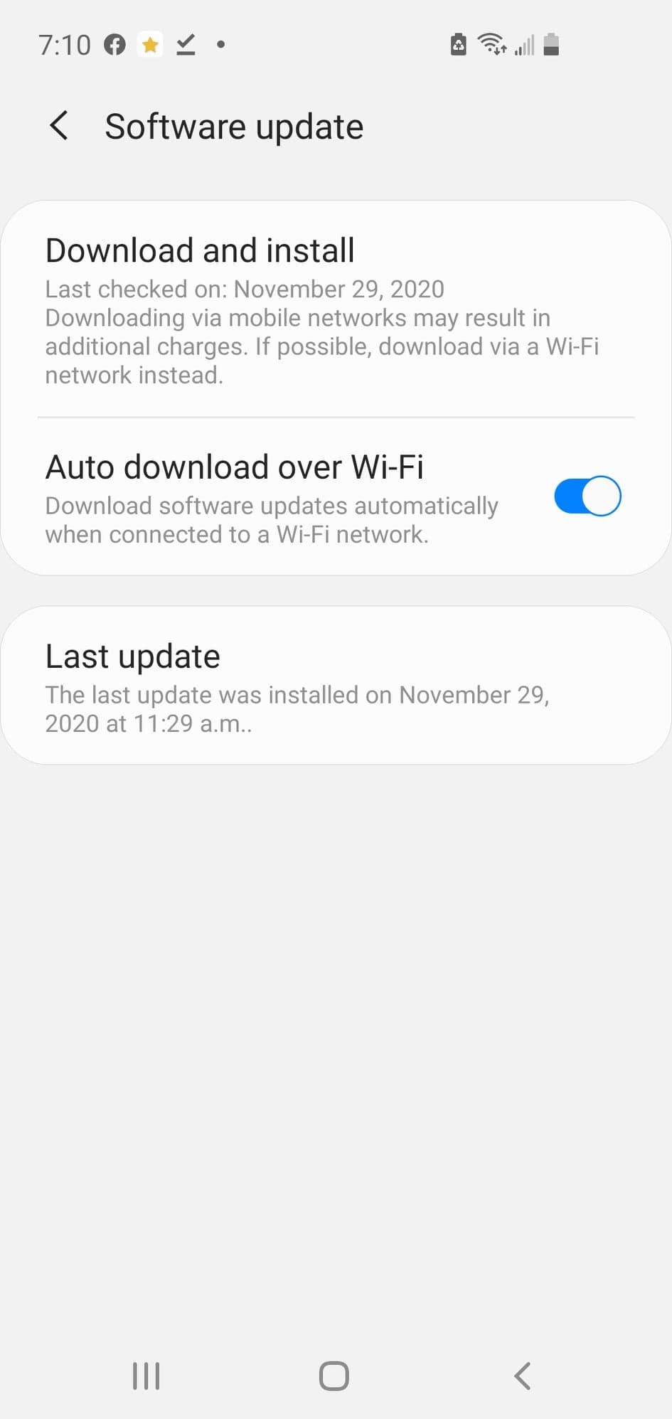 Samsung update settings