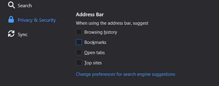 Address bar settings