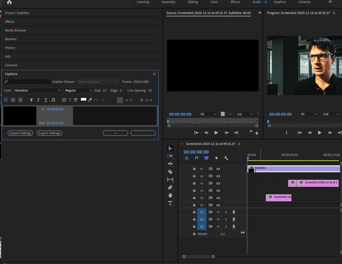 Editing captions in Premiere Pro