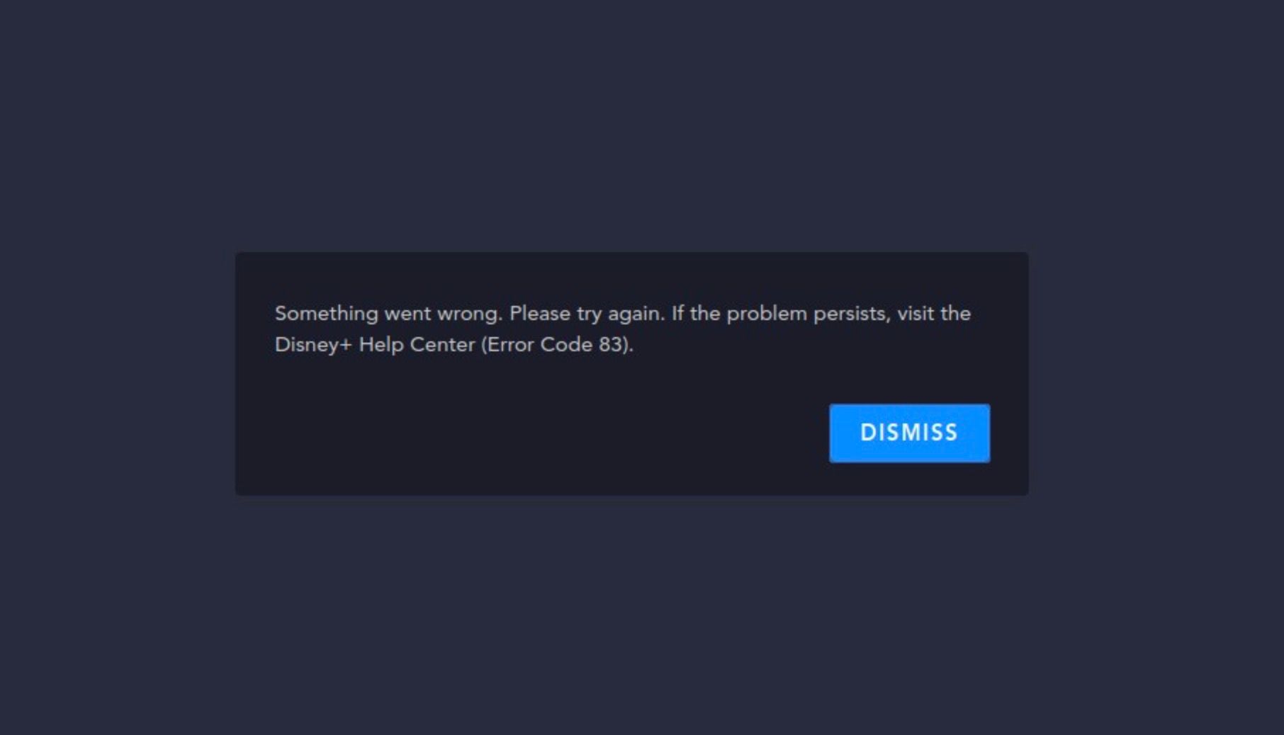 The Error Code 83 problem on the Disney Plus web app
