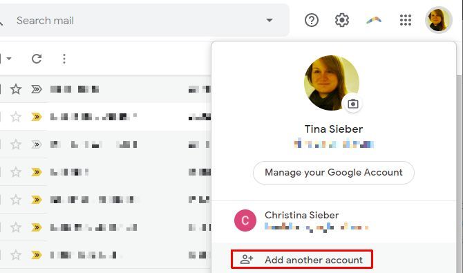 Add another account to your Gmail multiple sign-in account switcher.