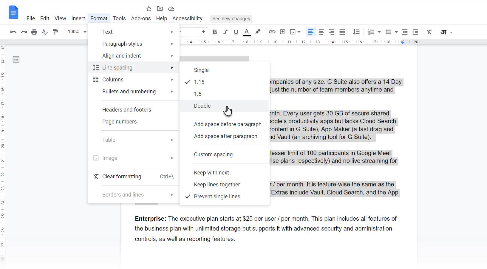 How To Double Space Your Text On Google Docs