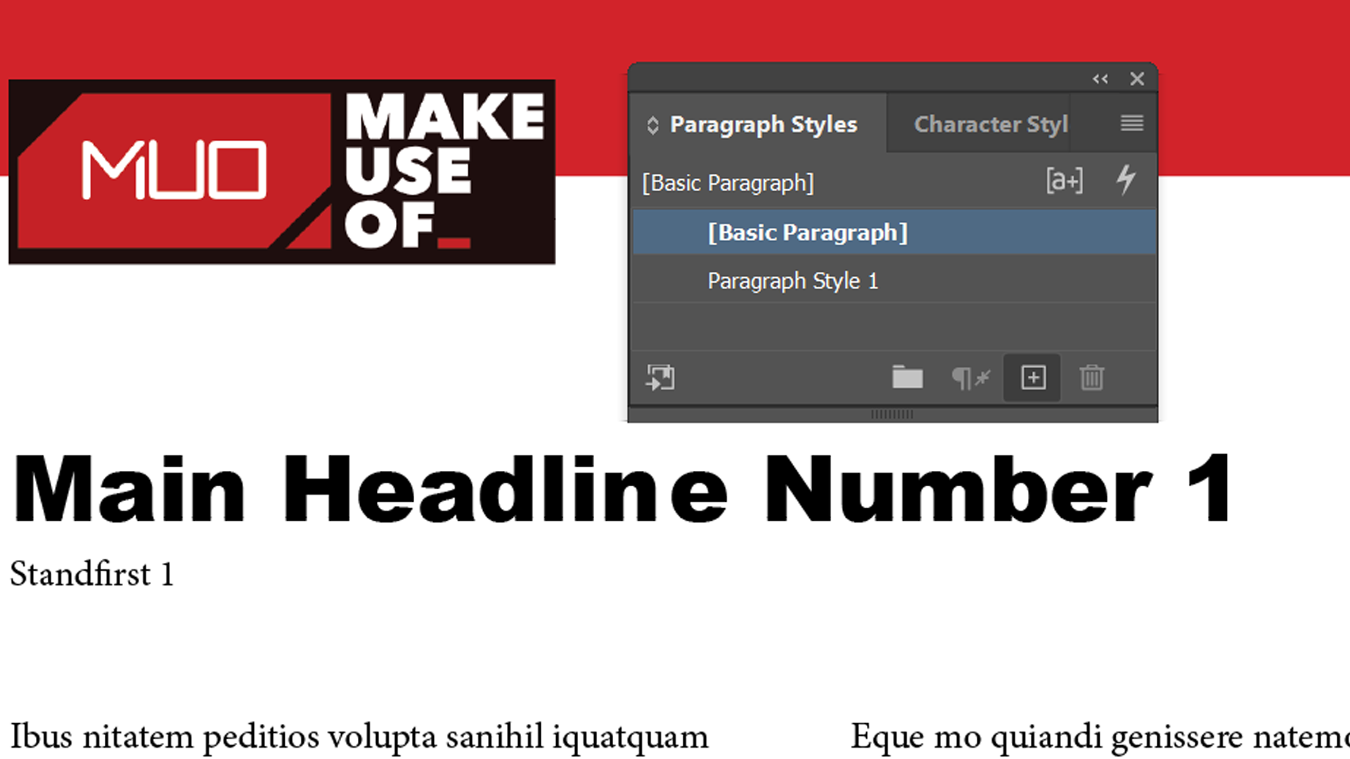 InDesign define headlines style