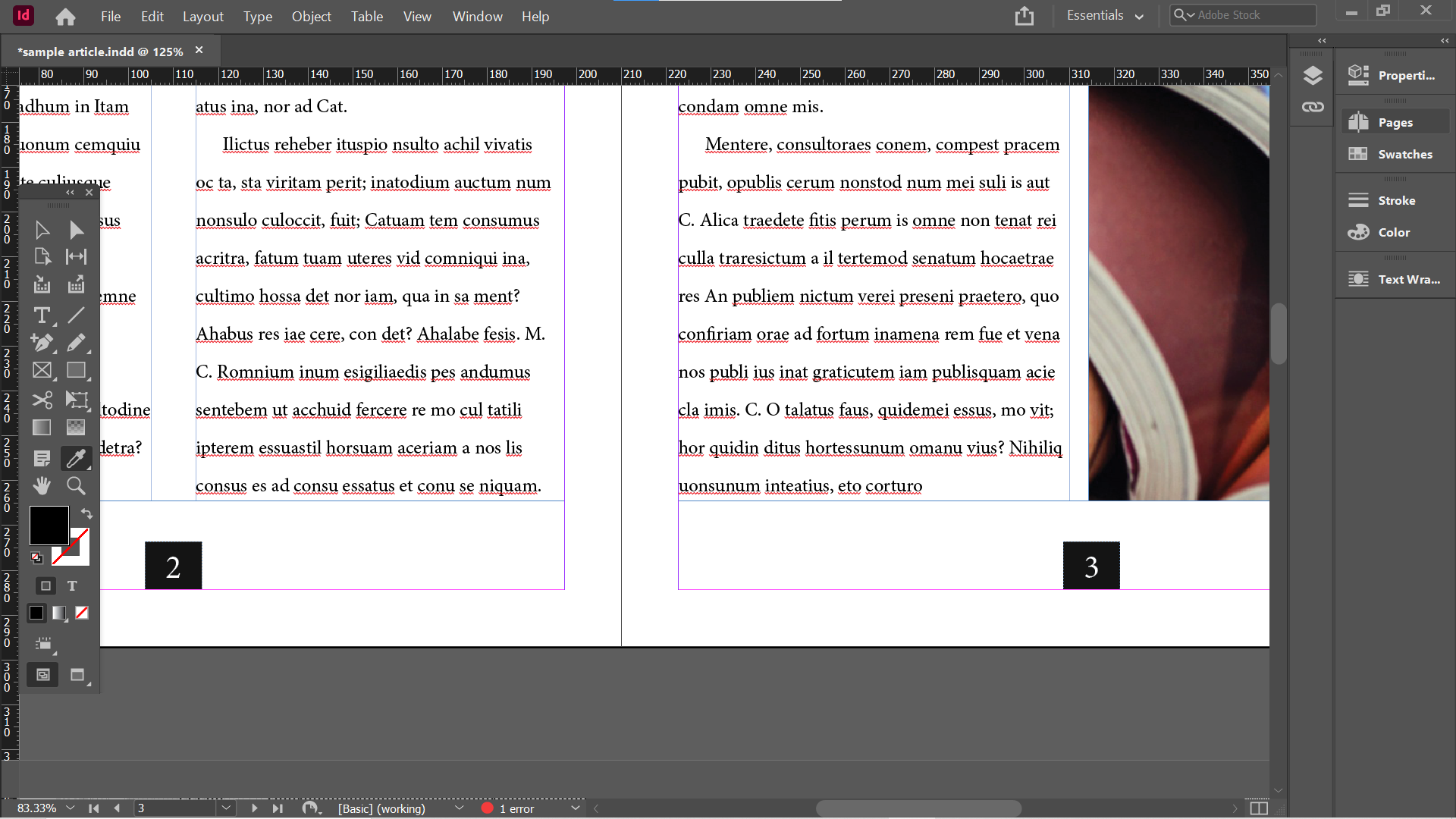 InDesign page numbers auto filled