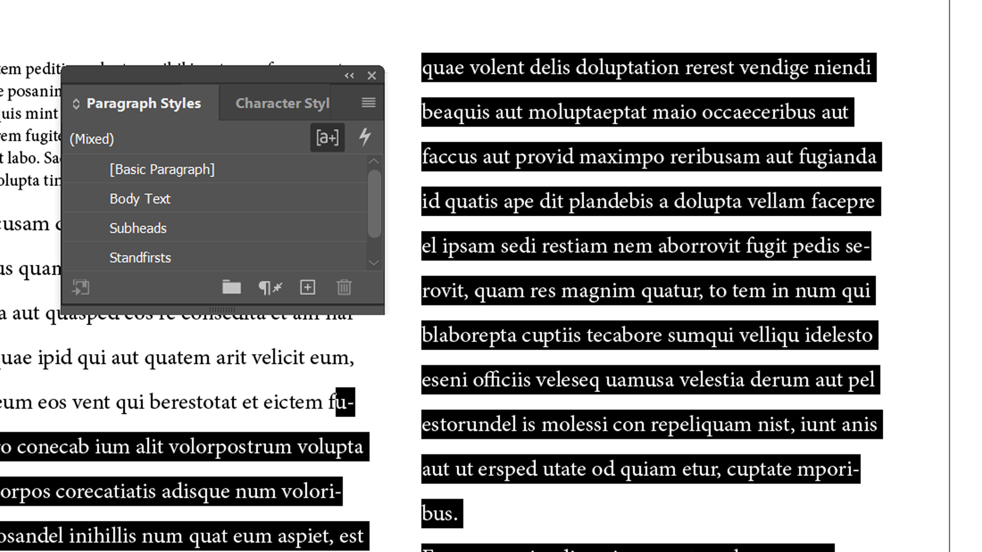 Indesign applying body text style