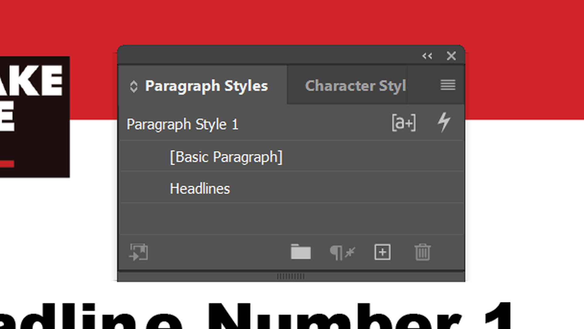 Indesign headlines style named