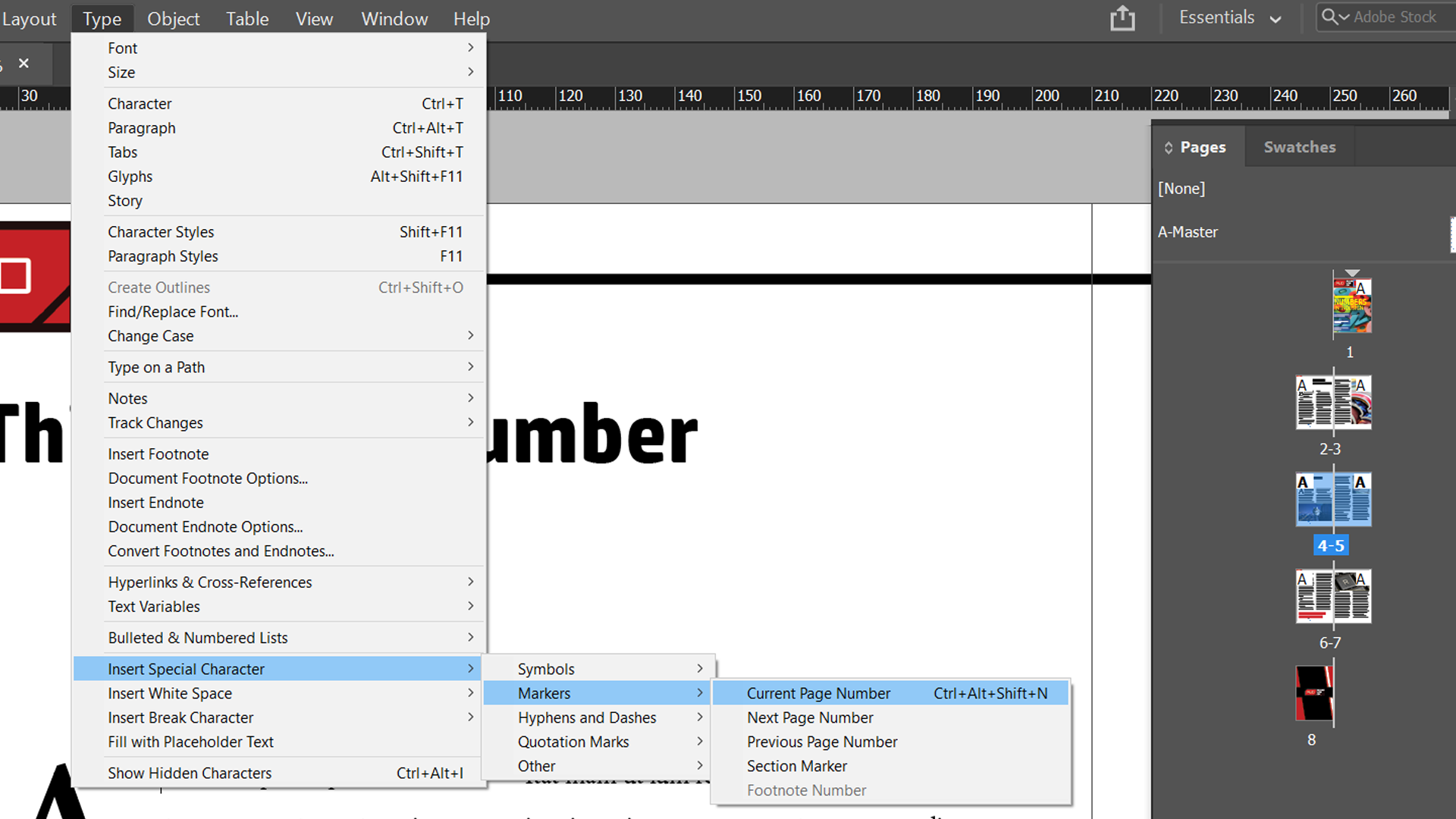 Indesign insert current page number