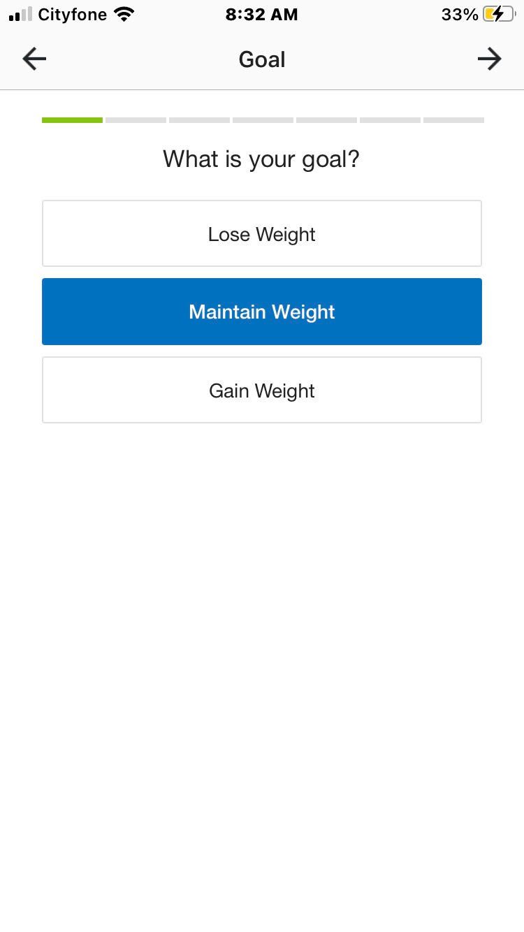 Screenshot of Weight Goals